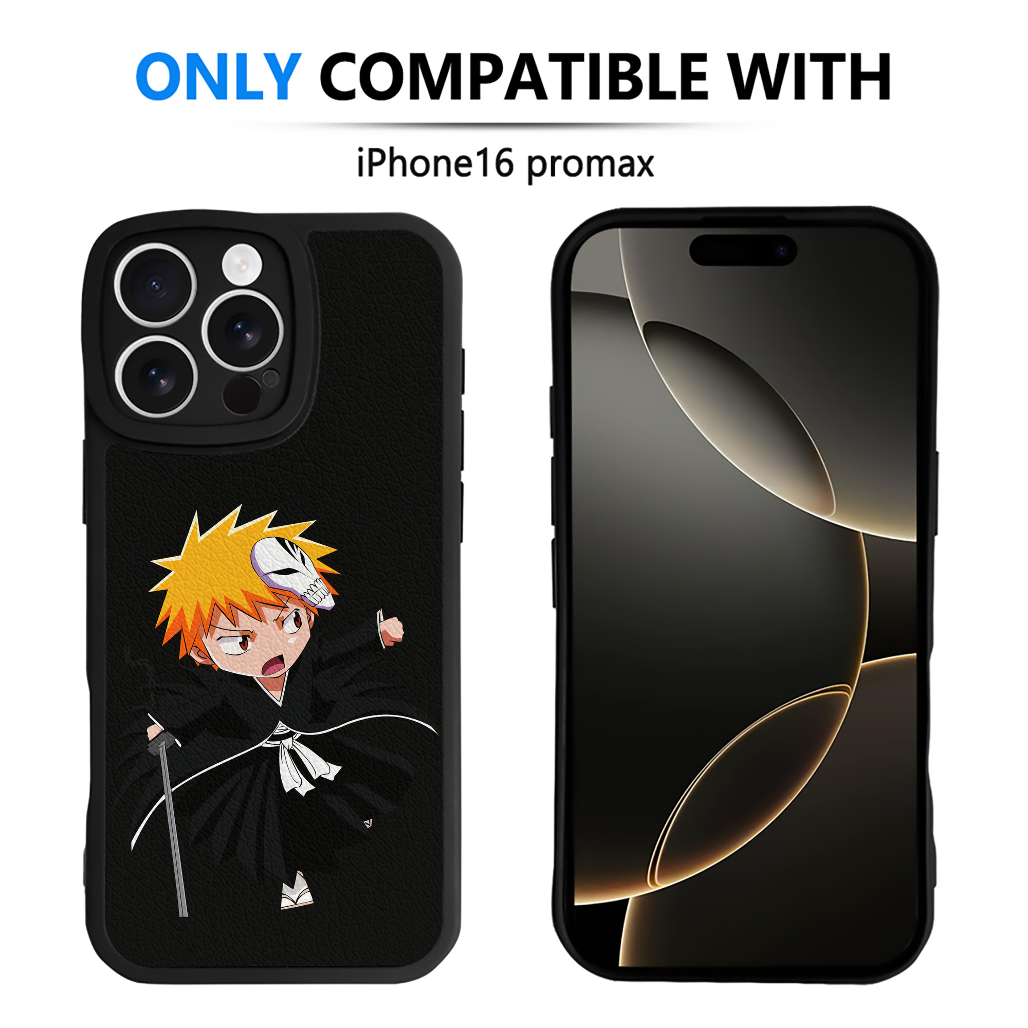 ブリーチ 黒崎一護（くろさき いちご）BLEACH Kurosaki Ichigo 【iPhone 16シリーズ対応】シリコンスマホケース（レザー調） 材質：シリコン